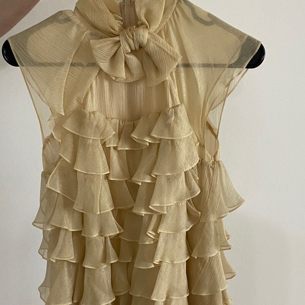 Moschino Gold Ruffled Mini Dress